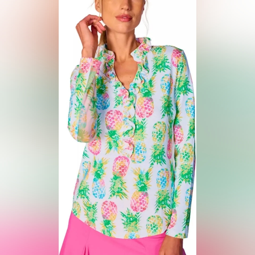 G LIFESTYLE | Pineapple 🍍 Long Sleeve Double Ruffle Top